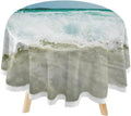 Sea Washable 60inch Wrinkle SKYSONIC Kitchen Tropical Wave Table Round for BBQ Tablecloth Dining Free, Lace Circular Decor Ocean Cover Summer Party Indoor