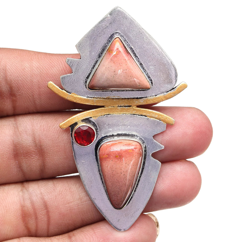 Necklace Rhodochrosite Sterling Rhodochrosite, Garnet 925 18" Gemstone Silver