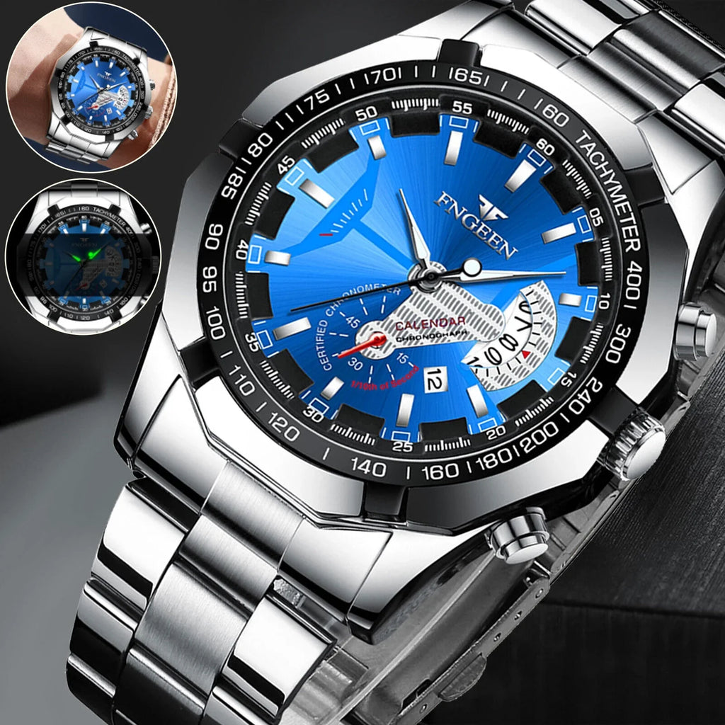 Luxury Men's Analog Quartz Wristwatch Stainless Waterproof Watch Classic Steel