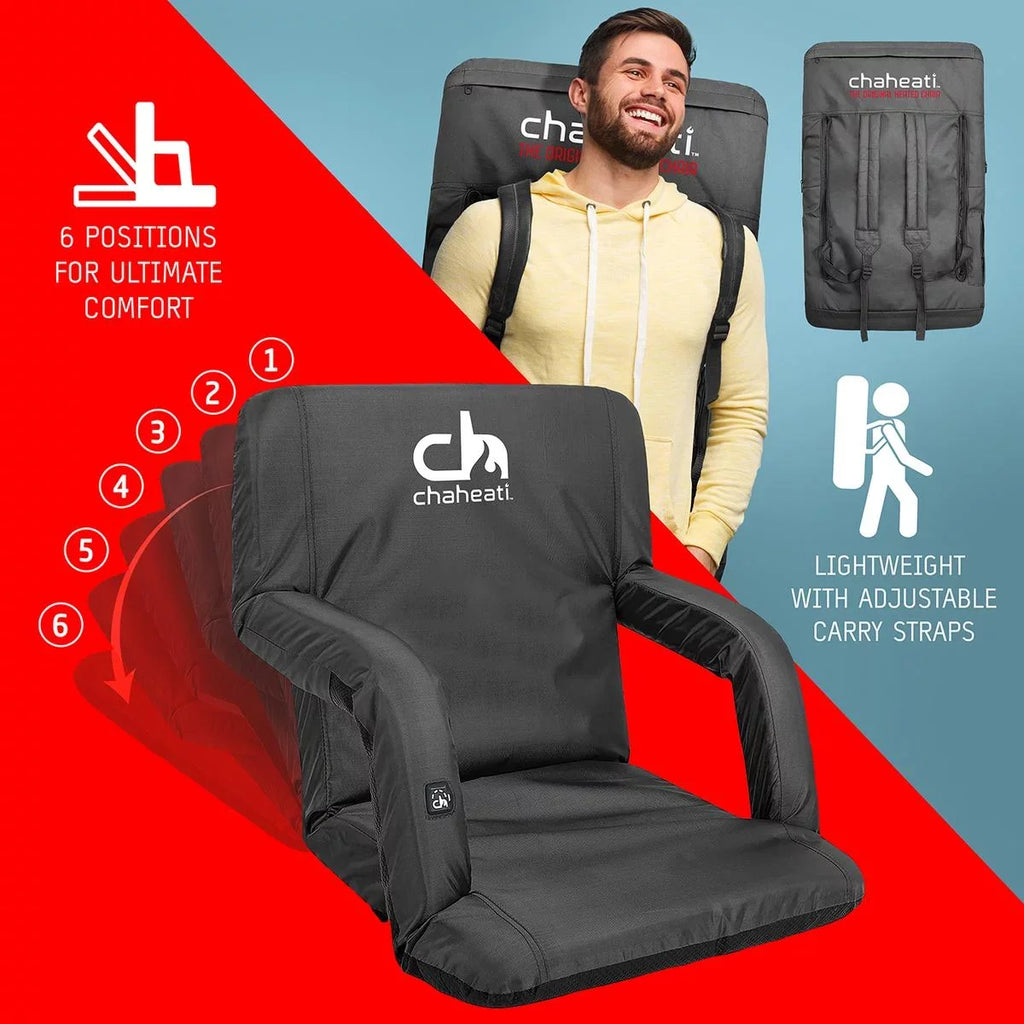 Seat Camping, in Battery Outdoor 7 Bleacher – Folding Heated V And Heated Black Activities Sports, Chaheati For Chair