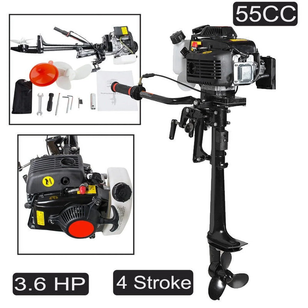 Motor 3.6 HP Boat With 4 Cooling Air 55CC Engine Outboard Stroke System Machine