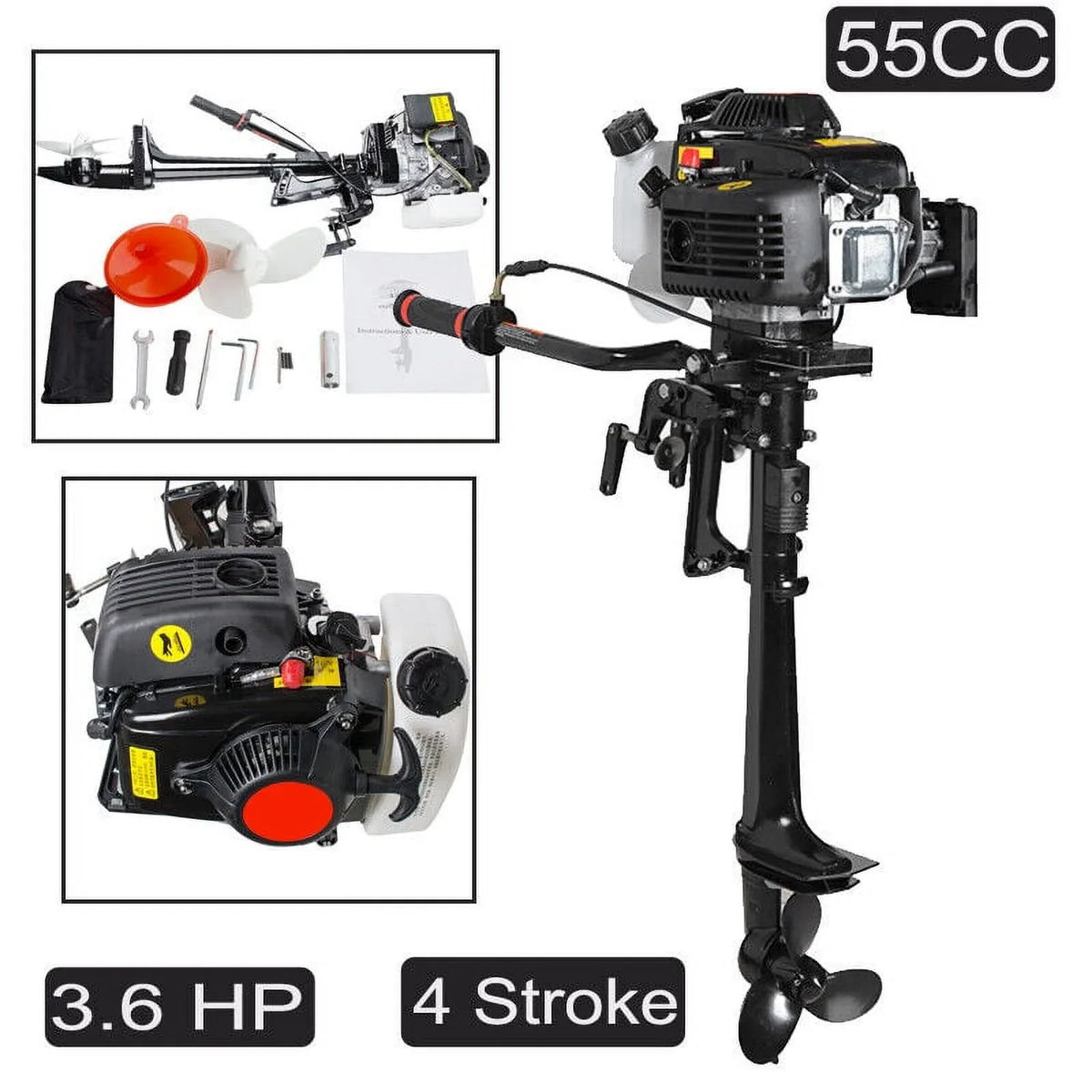 Motor 3.6 HP Boat With 4 Cooling Air 55CC Engine Outboard Stroke System Machine