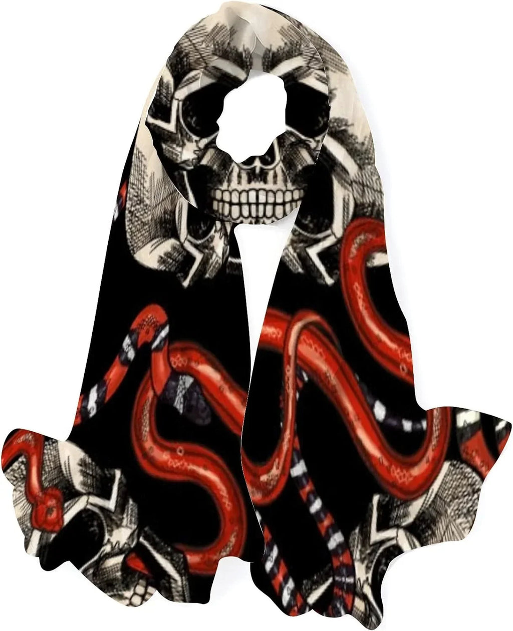 And Hyjoy for Neck Snakes Wrap Scarf Women Red Girls Silk Lightweight Skulls Shawl Scarves Long