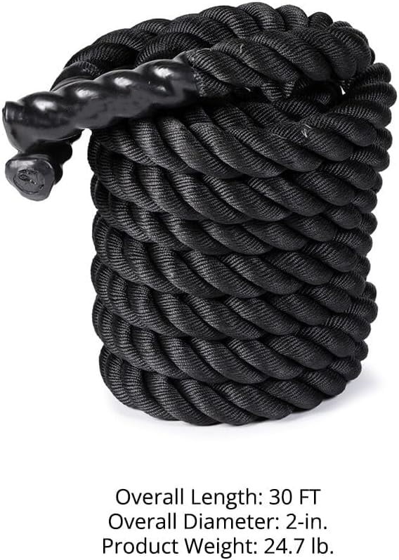 Conditioning Home Battle Strength 30ft Workouts, Dacron for Rope Heavy Rope Poly Training 2in, x Cross-Train, Gym Exercises