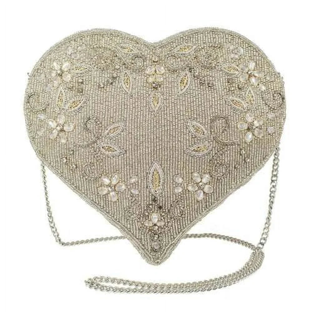 Crossbody Spark Handbag Love NEW Mary BAG of Beaded Heart spring Silver Frances