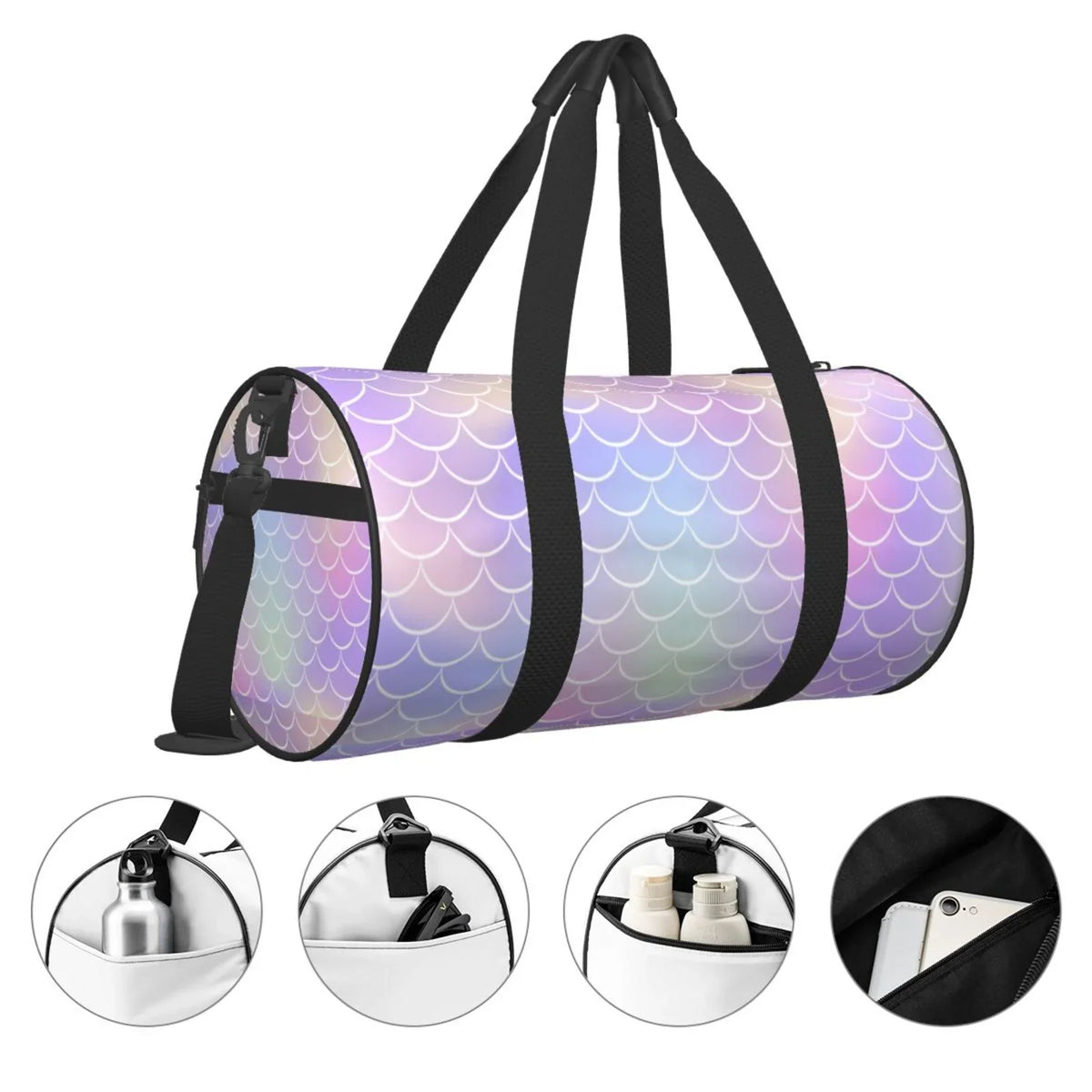 Compartment Travel Bag Pocket Luggage Capacity Waterproof Scale1 with Cylinder Coaee and Bag Gym Bag Large Sports Fish