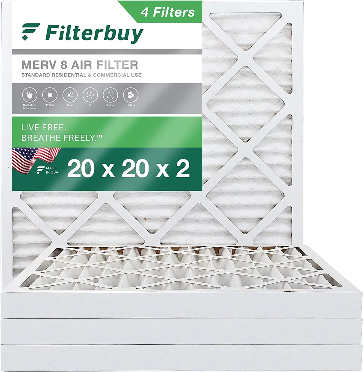 Furnace HVAC AC 20x20x2 8 Filterbuy Pleated MERV (4-Pack) Filters Air