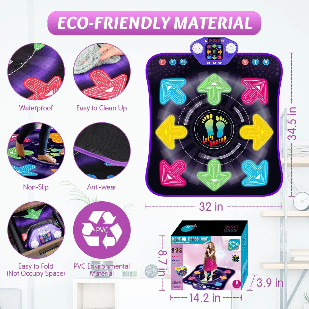 Dance 8 Year Wireless 7 Dance 4 Game Bluetooth, Toys PAFOLO Year 5 for Light 5 Old Old Girls for Up 9 Boy Modes, with 8-Buttons & with Gifts Mat Dance Toy Kids, 10+ 6 Easter 3 3-12 Pad Music Xmas