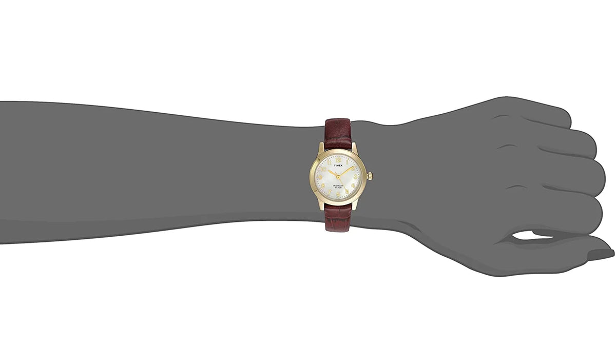 Essex Leather Timex Dress Avenue Watch, 25mm Gold/Burgundy/MOP Strap Women's