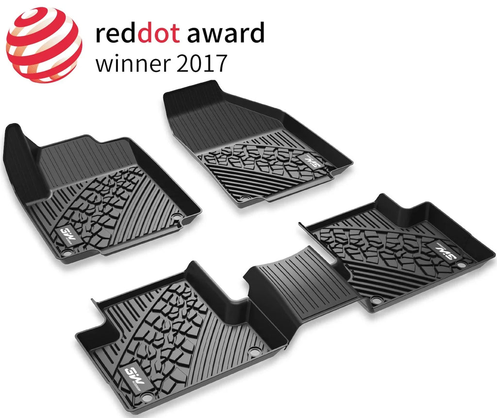 with Floor Compass Full 2017-2023 Weather Body Style (New Odorless Mats 3W All Liner and Rear for Rows 2 Floor TPE Only), Jeep Front Black seat Set