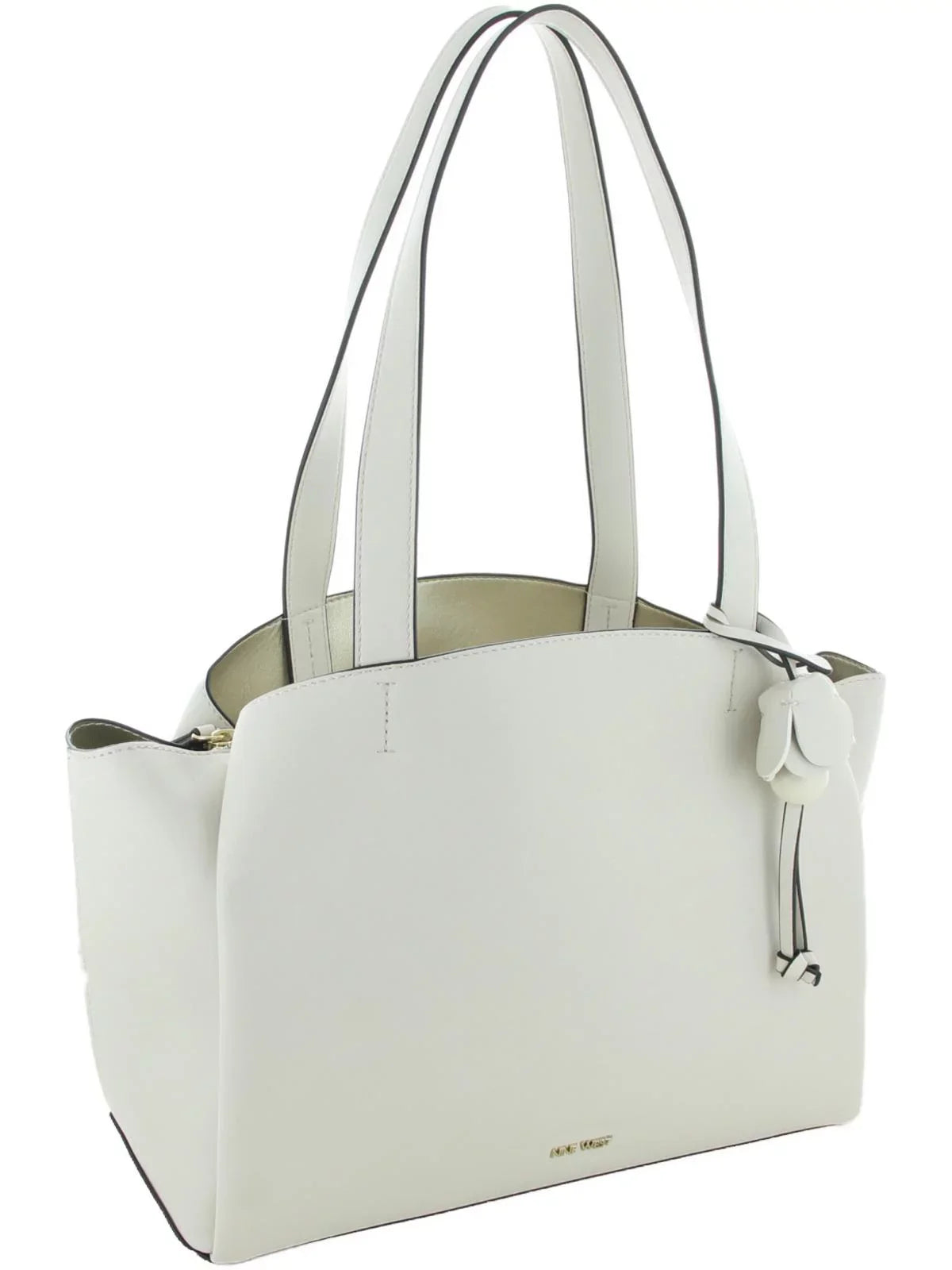 East/West Ivory Handbag Satchel Medium Faux Leather West Nine Mariele Womens