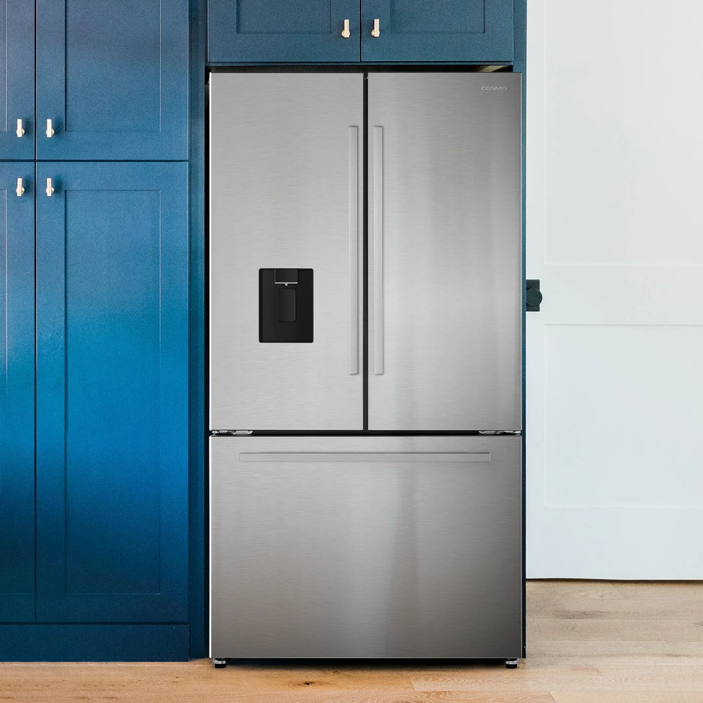 ft. Steel Dispenser 22.4 Refrigerator French in cu. 3-Door Water Door Stainless