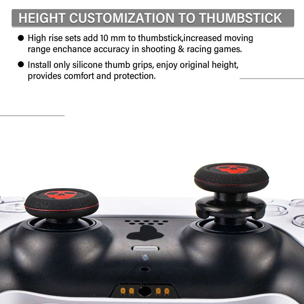 Rubber Silicone Thumbstick 2 Red) Extender Sets PS5 Dualsenese FPS Grip for PS4 Playrealm & Controller (Ghost Printing & Cover
