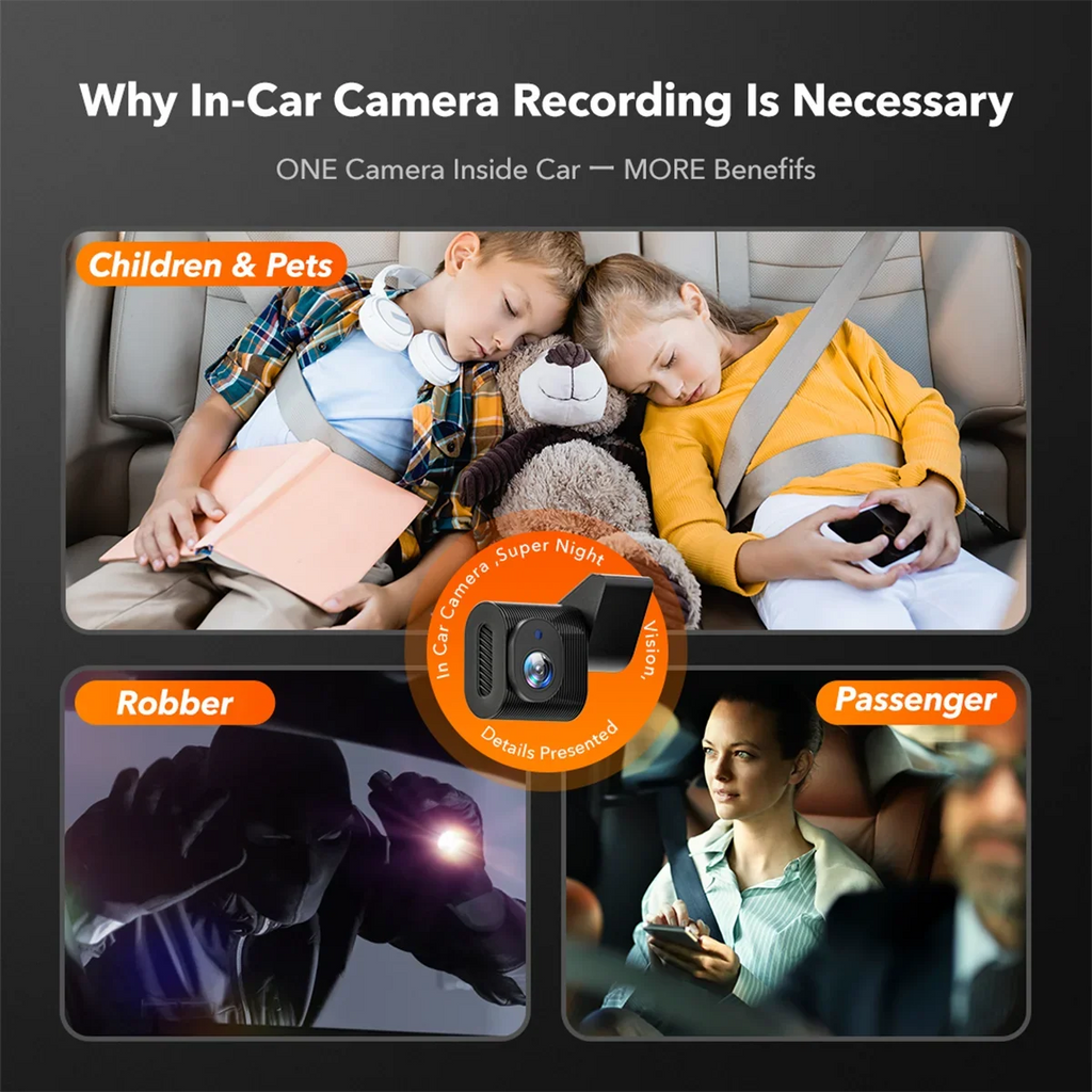 Camera Channel, Car 3 Loop Recording, Mirror with GPS&64GB Detection, Touch Parking Card, Night Car Cam Screen Camera Backup Vision, Triple with Motion Dash 2K Monitor,Vehicle WOLFBOX