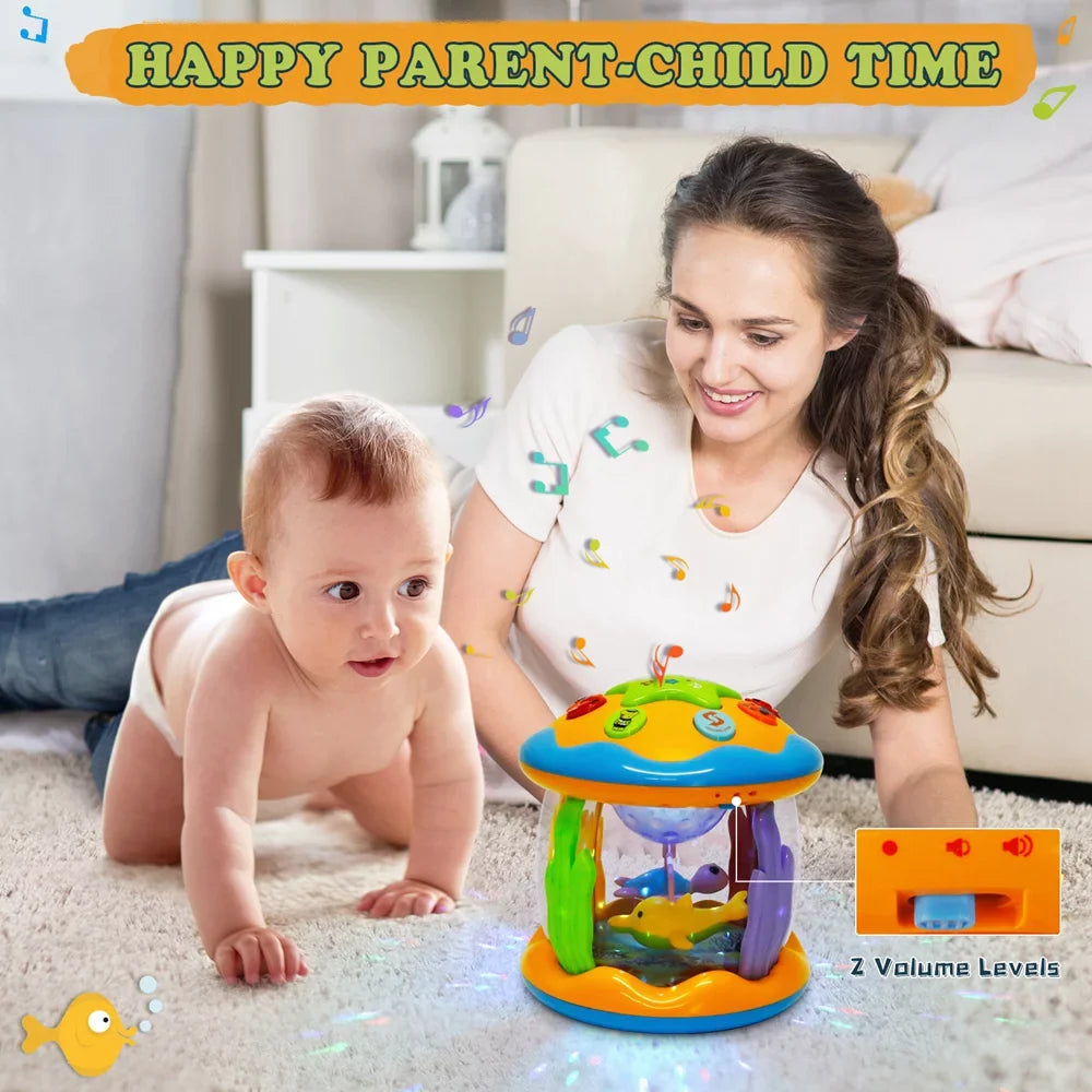 2 for Drum Boys 3+ Toddlers Melodies 6 Toys Musical Rotating Baby 12 up 1 Toys Learning Light Baby with Toys Months, Projector Gifts to , Educational Year Girls Old