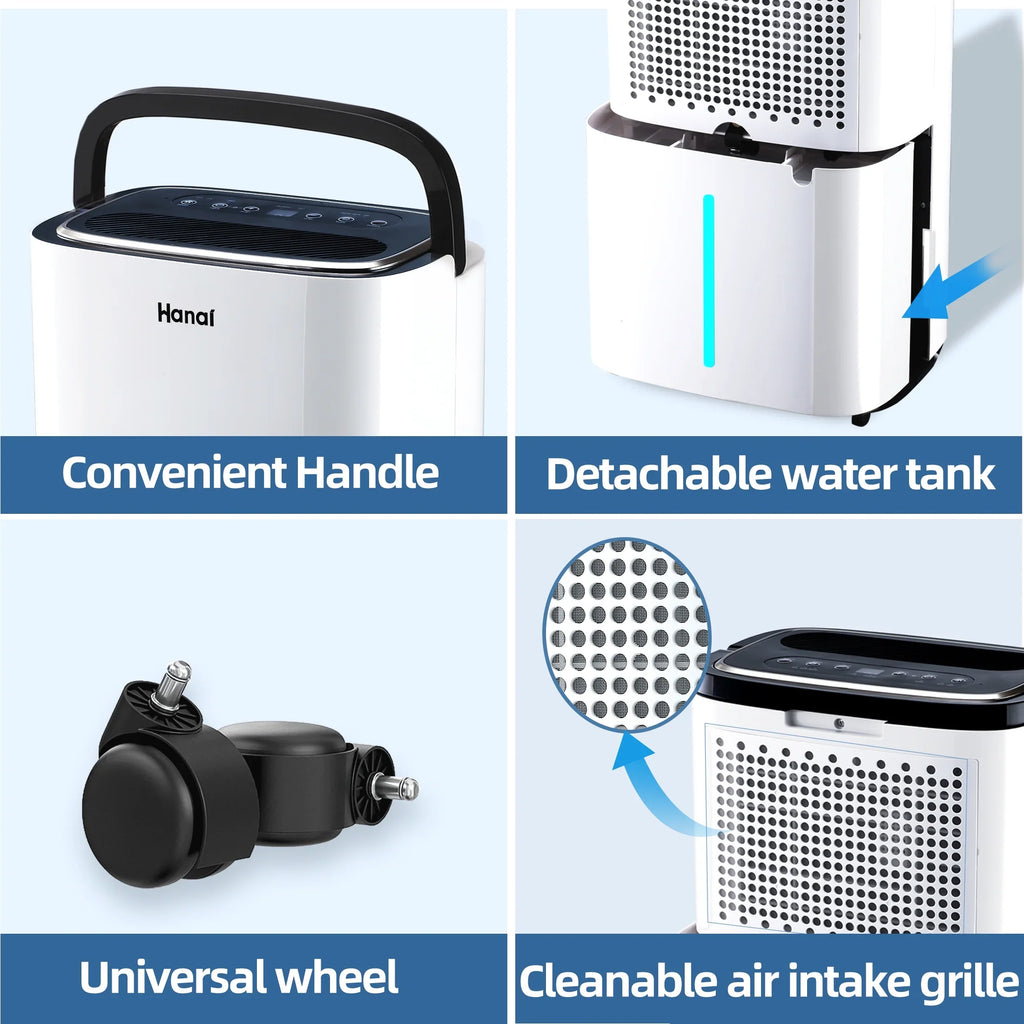 (95 RH),White Basement 95% 30 WANAI Moisture "F, Home Drain Dehumidifier,1500 Dehumidifier with Sq.Ft,Protable for Removal Hose,Max Pints and 22 Pints