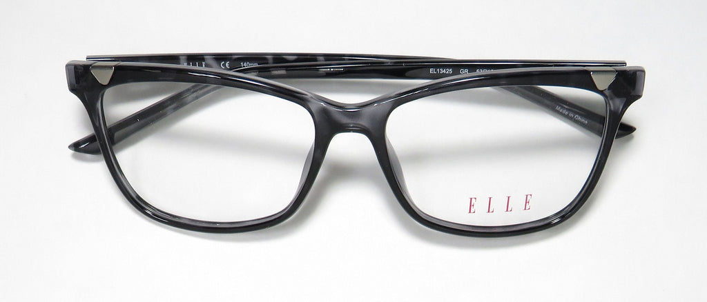 CASUAL AFFORDABLE BUDGET CAT EYE FRAME DEMO DESIGNER EYEGLASSES/SPECTACLES WOMENS/LADIES CAT NEW ELLE 13425 EYE 53-15-140 LENSES GRAY FULL-RIM
