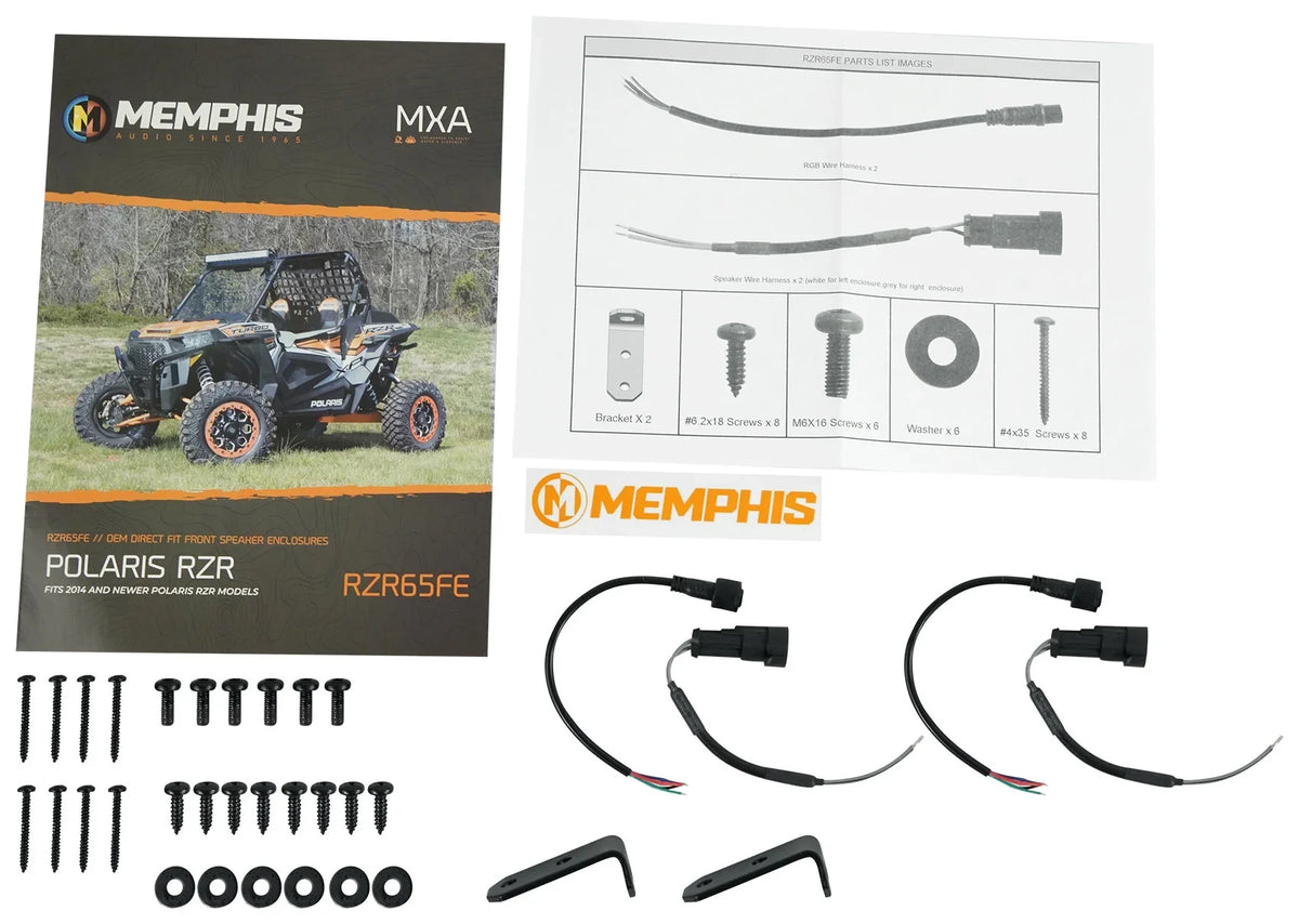Memphis RZR65FE (2) Polaris Audio Speakers+Amp For RZR 2014+ Tower Pods+LED