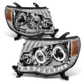 Dual Replacement Tacoma Ring Clear Projector Chrome AKKON - Daylight LED Toyota Headlights Pair Halo For DRL