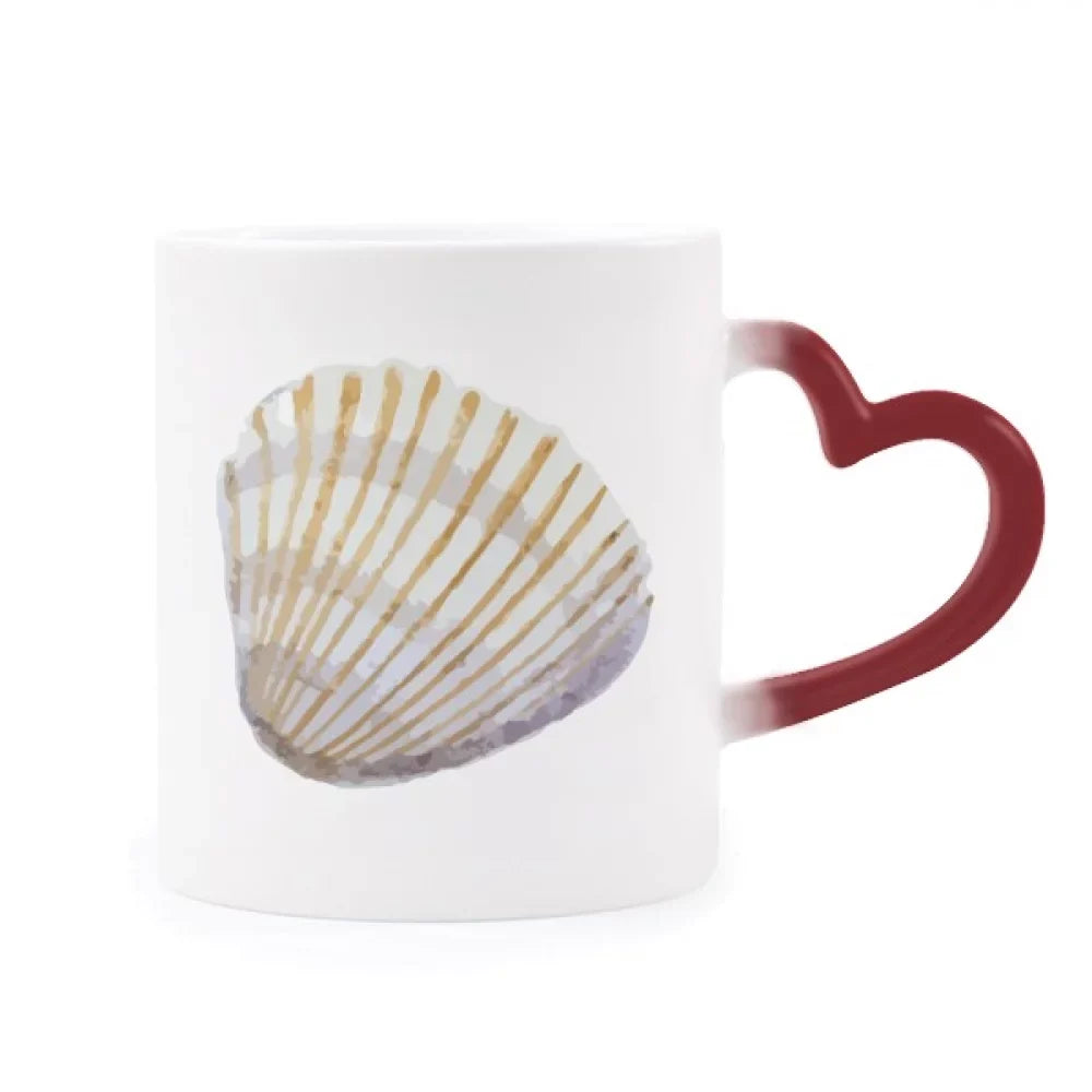 Stoneware Yellow Heat Red Mug Color Changing Cup Illustration Marine Sensitive Life Scallop