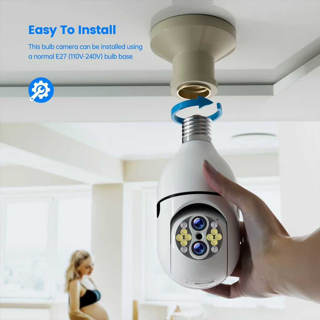 Hybrid SC11 10X E27 Connector PTZ Toguard Bulb Outdoor Dual Lens Light Zoom Surveillance Camera Camera Wireless 3 Pack Security Dome