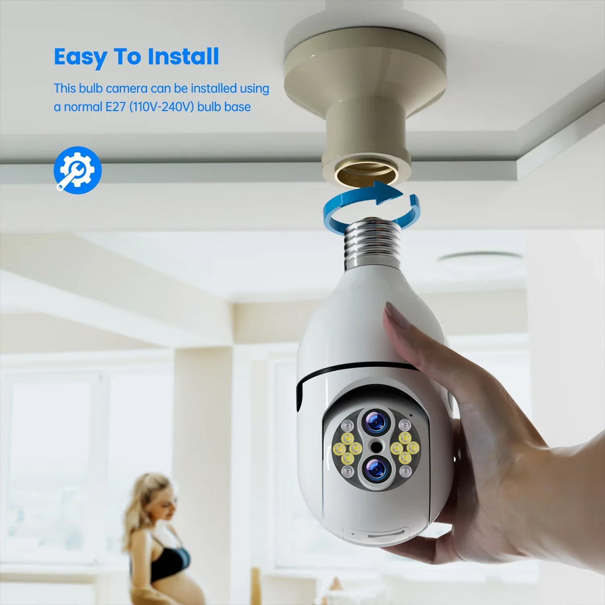 Hybrid SC11 10X E27 Connector PTZ Toguard Bulb Outdoor Dual Lens Light Zoom Surveillance Camera Camera Wireless 3 Pack Security Dome
