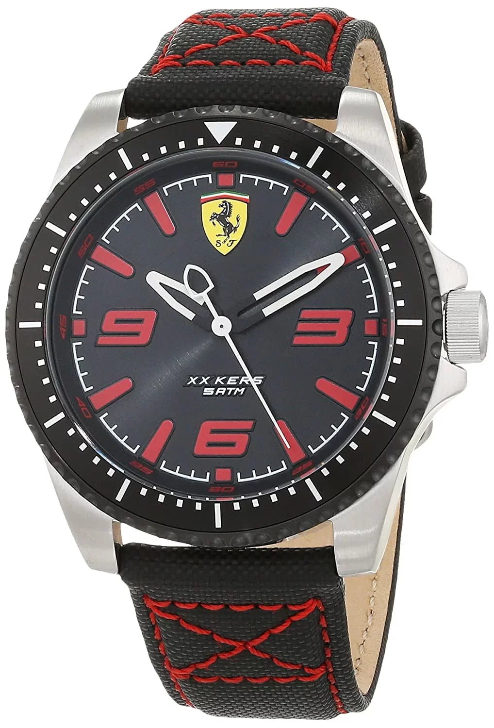 Leather XX Men's Black 46mm Watch Kers Ferrari Strap Scuderia