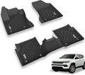 with Floor Compass Full 2017-2023 Weather Body Style (New Odorless Mats 3W All Liner and Rear for Rows 2 Floor TPE Only), Jeep Front Black seat Set