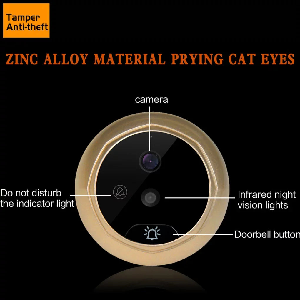 Vision Security Angle 2.4" Need Video Cam Camera Door Eye Disturb 2.0MP Night inch Viewer Wide No Door W5 Peephole Bell Doorbell Drilling