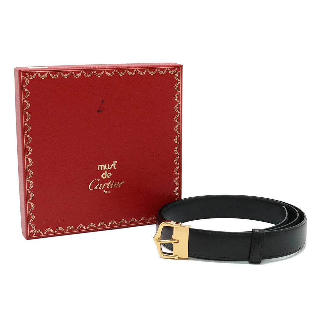 Pre-Owned L5000011 Leather New) (Like Cartier size approx. 109.5cm Black Actual Belt