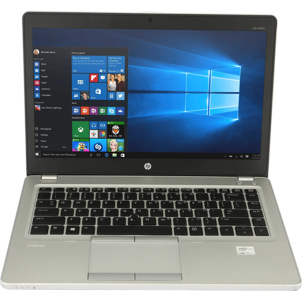 '- 1.80 i5 Folio Core Ram Laptop 8Gb 128GB W10P HP Intel Elitebook 9470M GHz (Reused) SSD
