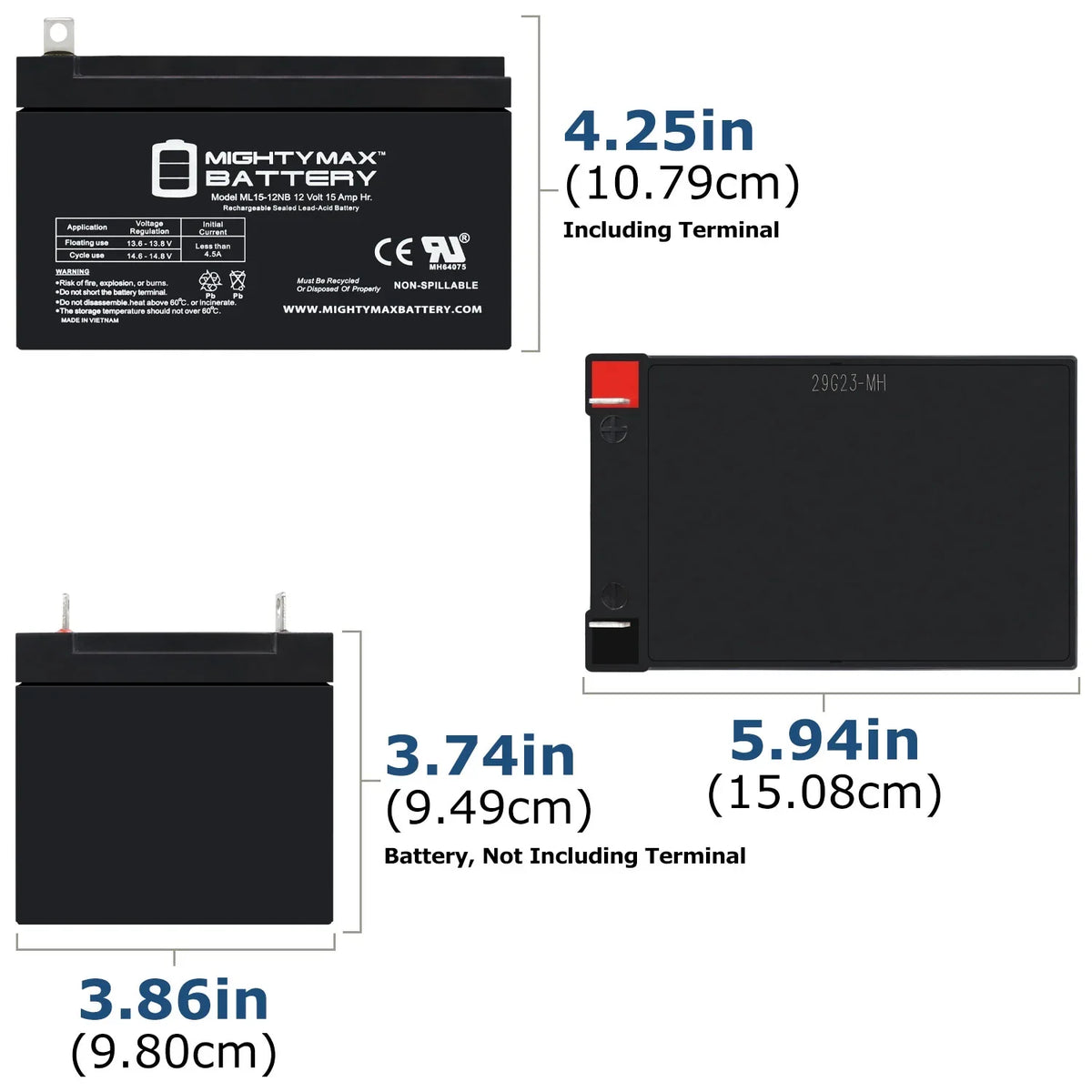 with 500W Evo Pack Replacement 10 Battery Electric Compatible ML15-12NB 12V 15AH Scooter -