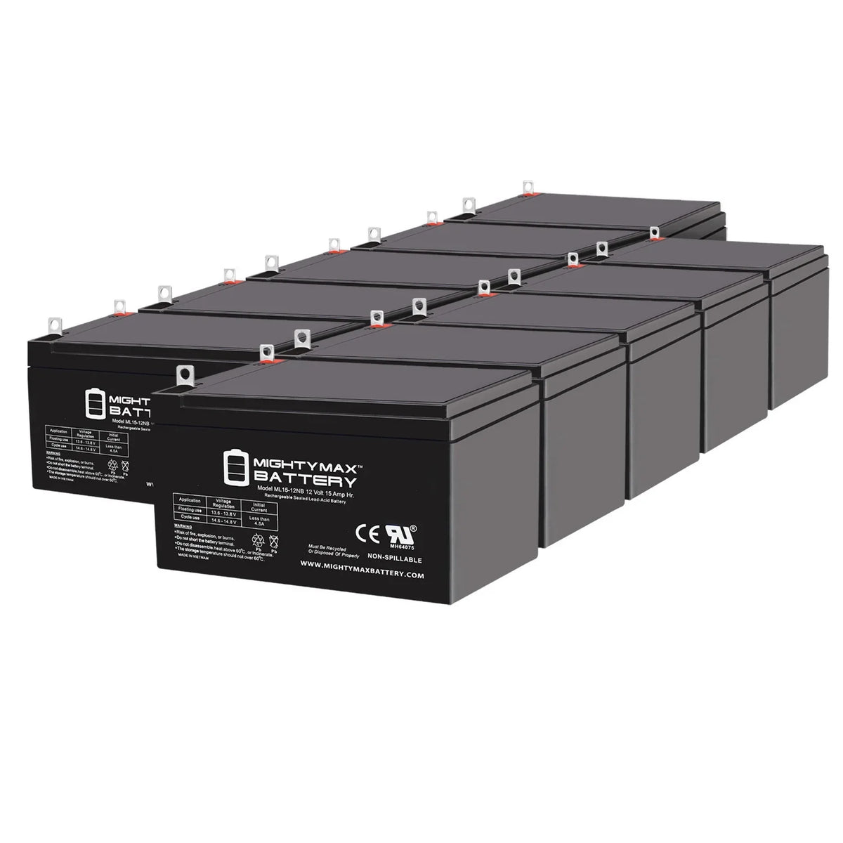 with 500W Evo Pack Replacement 10 Battery Electric Compatible ML15-12NB 12V 15AH Scooter -