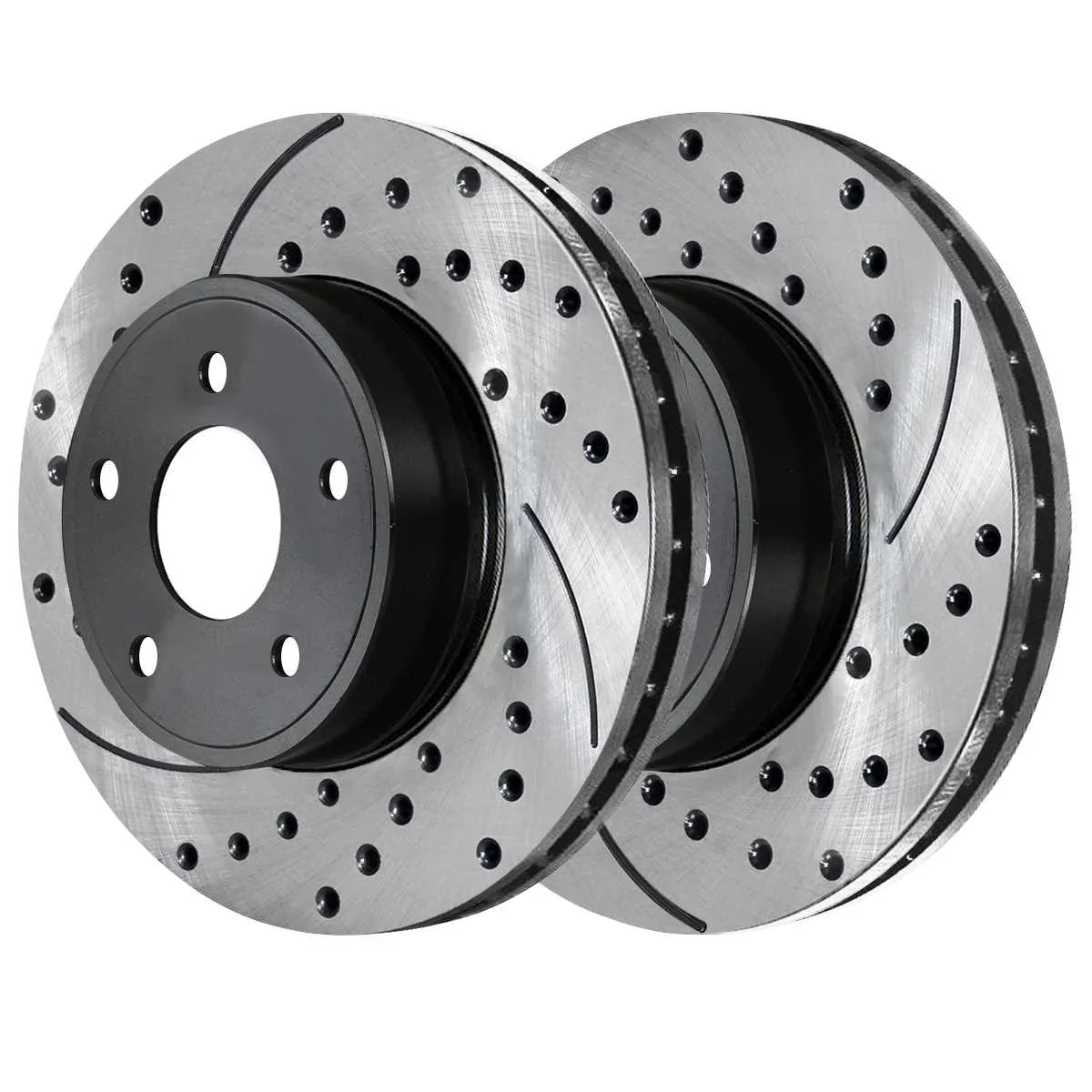 Rotors Town C/V Pads Side Brake Routan Chrysler Grand Black Drilled Driver Passenger Slotted Ram Ceramic Country Kit AutoShack & Journey Dodge FWD and for Caravan VW V6 2008-2016 Front and Replacement