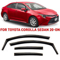 Durable Rain Toyota Guards Sedan, 200521 2020-2024 4 Window Glass Vent Voron Extra Pieces Visors, - Window for Corolla Deflectors, in-Channel