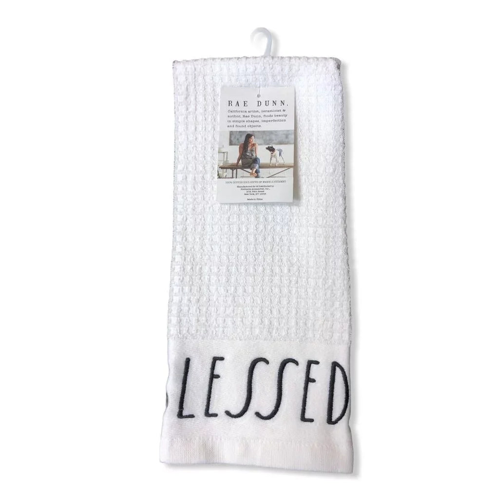 2 Christmas White Rae Towels of Set Kitchen - Dunn GRATEFUL BLESSED