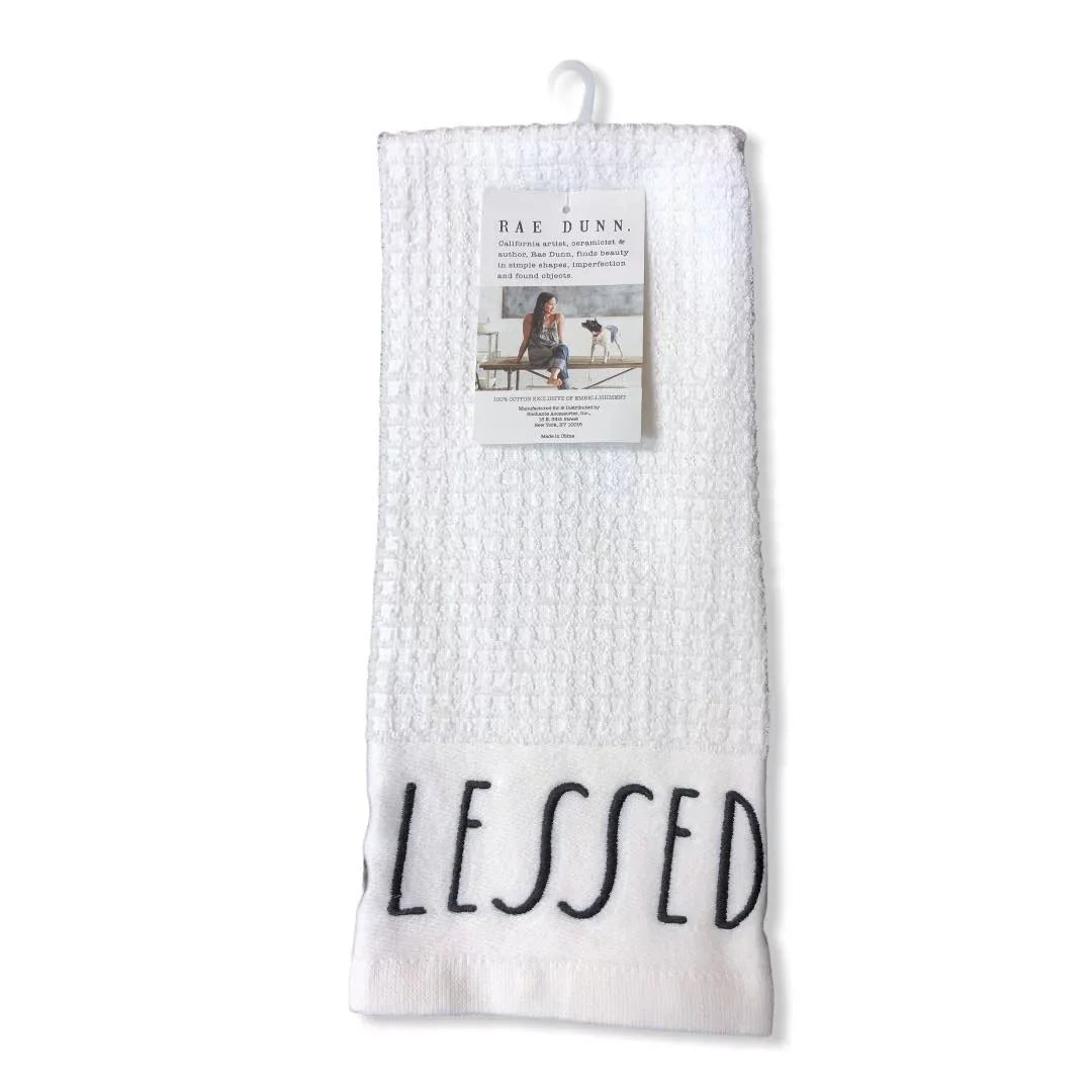 2 Christmas White Rae Towels of Set Kitchen - Dunn GRATEFUL BLESSED
