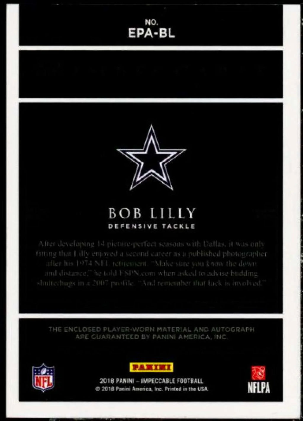 Impeccable Card Bob Autographs Panini Extravagance #12 Lilly Patch 2018