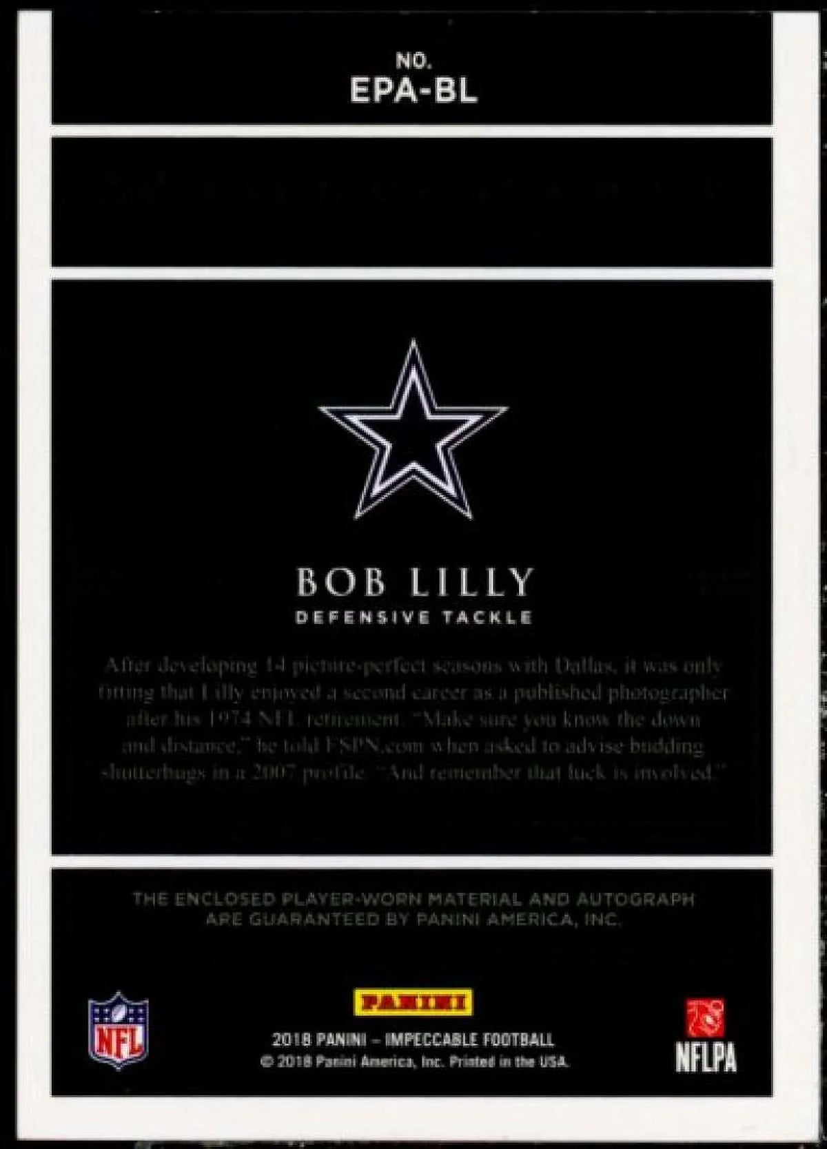 Impeccable Card Bob Autographs Panini Extravagance #12 Lilly Patch 2018