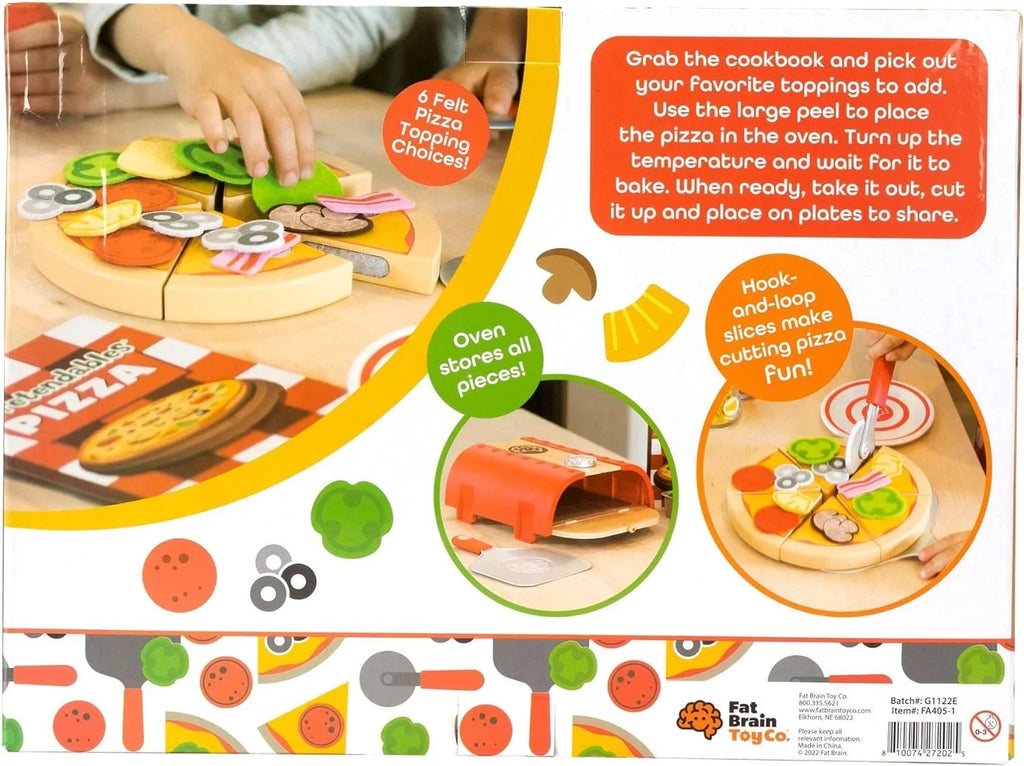 Pretendables Playset Pizza Fat Toys Brain with Pretend Storage, Oven Set - 3+ Backyard