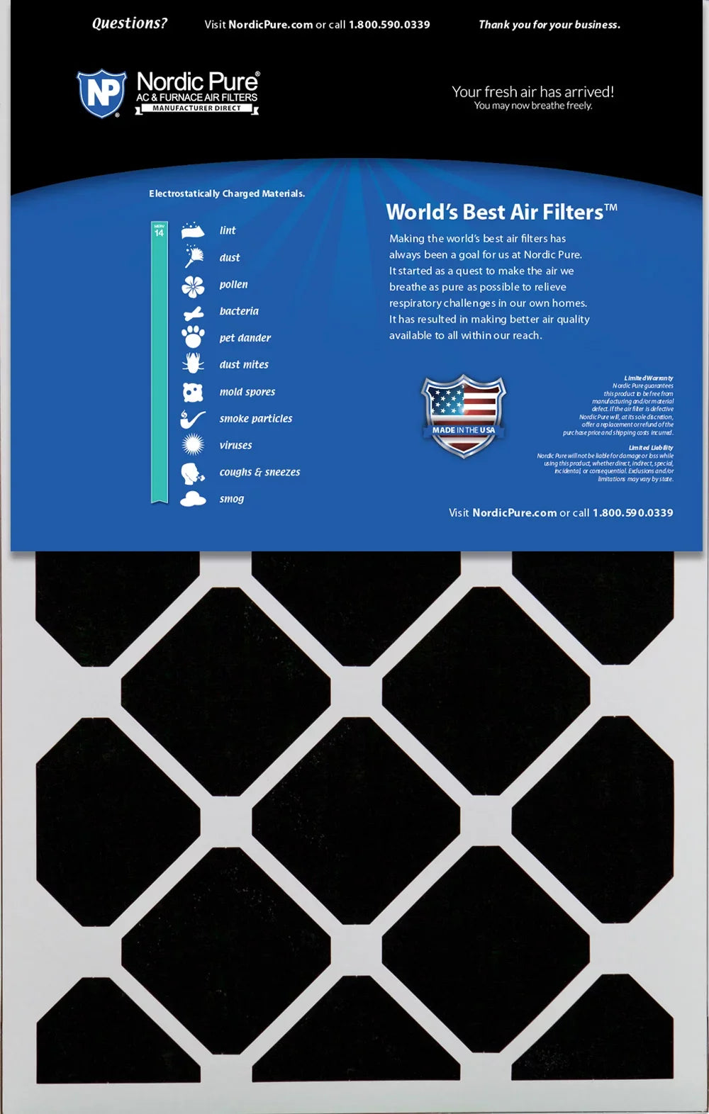 16x25x5 MERV (4 3/8) Plus 14 Honeywell Air Carbon Pack 2 Filters Replacement