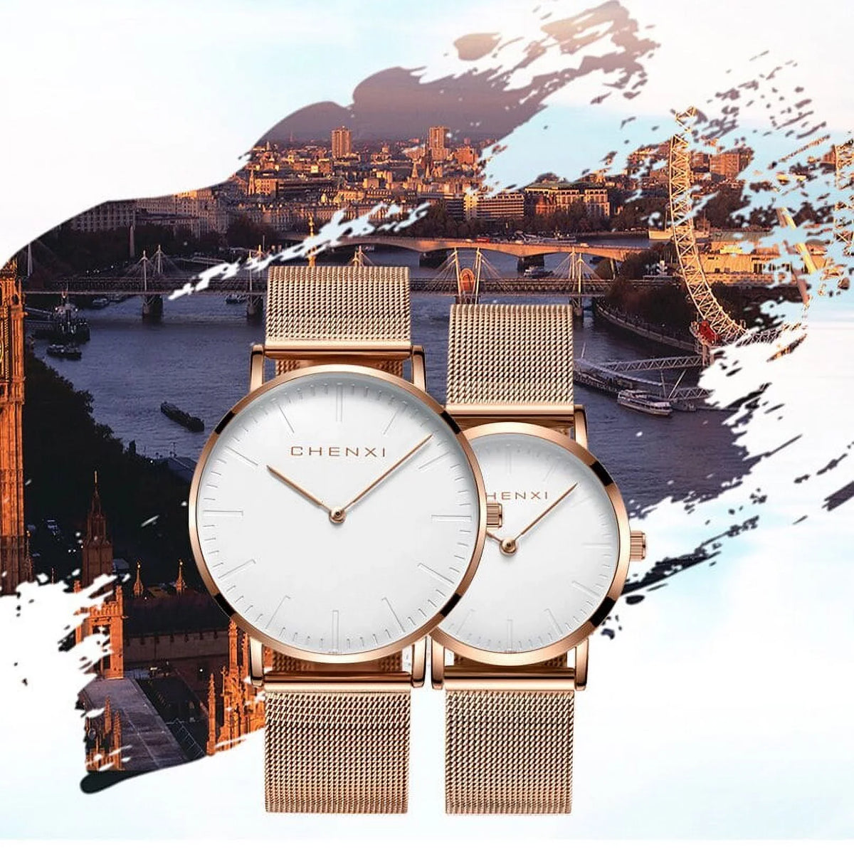 Watches Ladies Top Waterproof CHENXI Brand thin Quartz Fashion Lover Luxury Men Ultra Rose Watch gold Dress Woman Watch Elegant