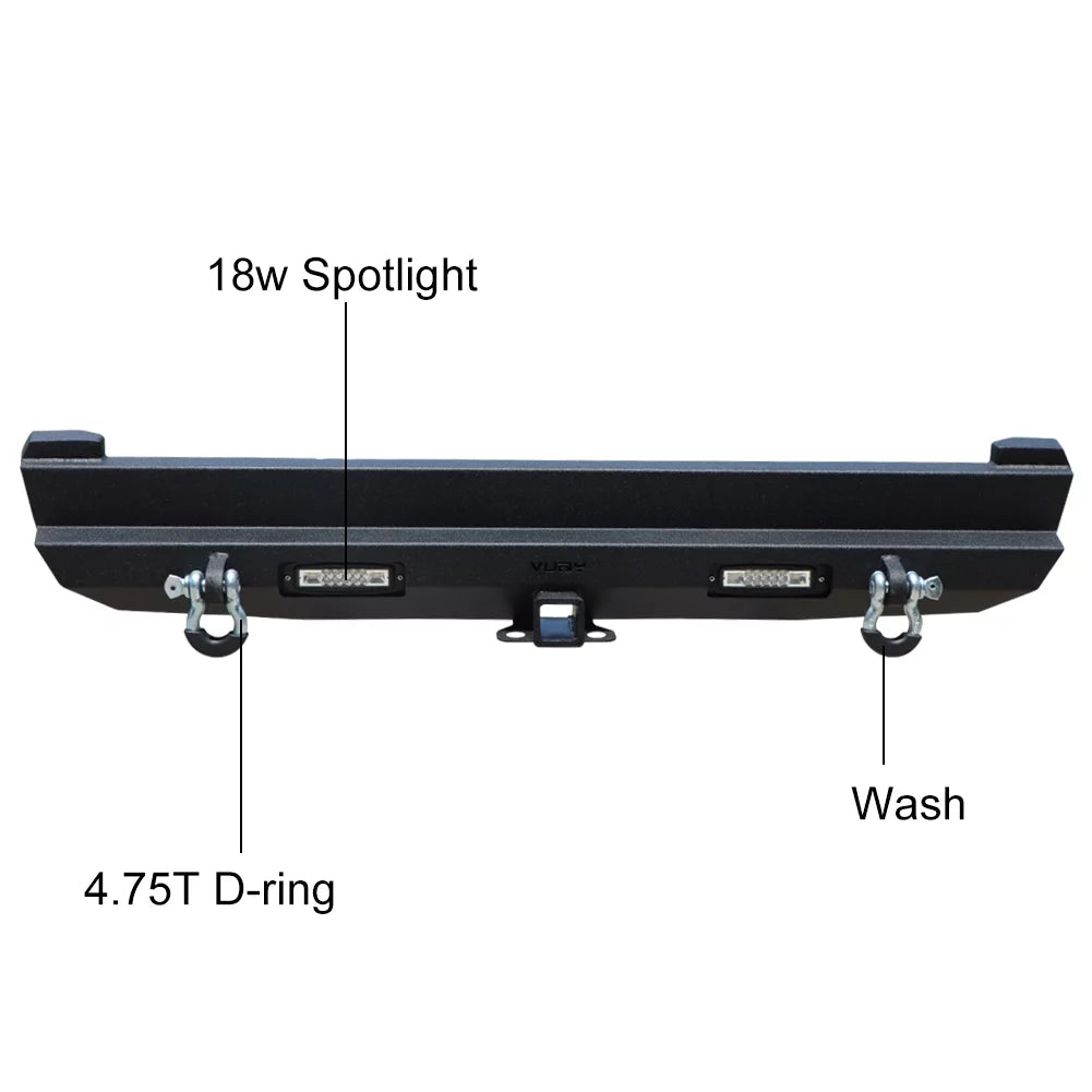 Cherokee Vijay Fits Jeep XJ Steel Bumper XJ Rear with Lights 1984-2001