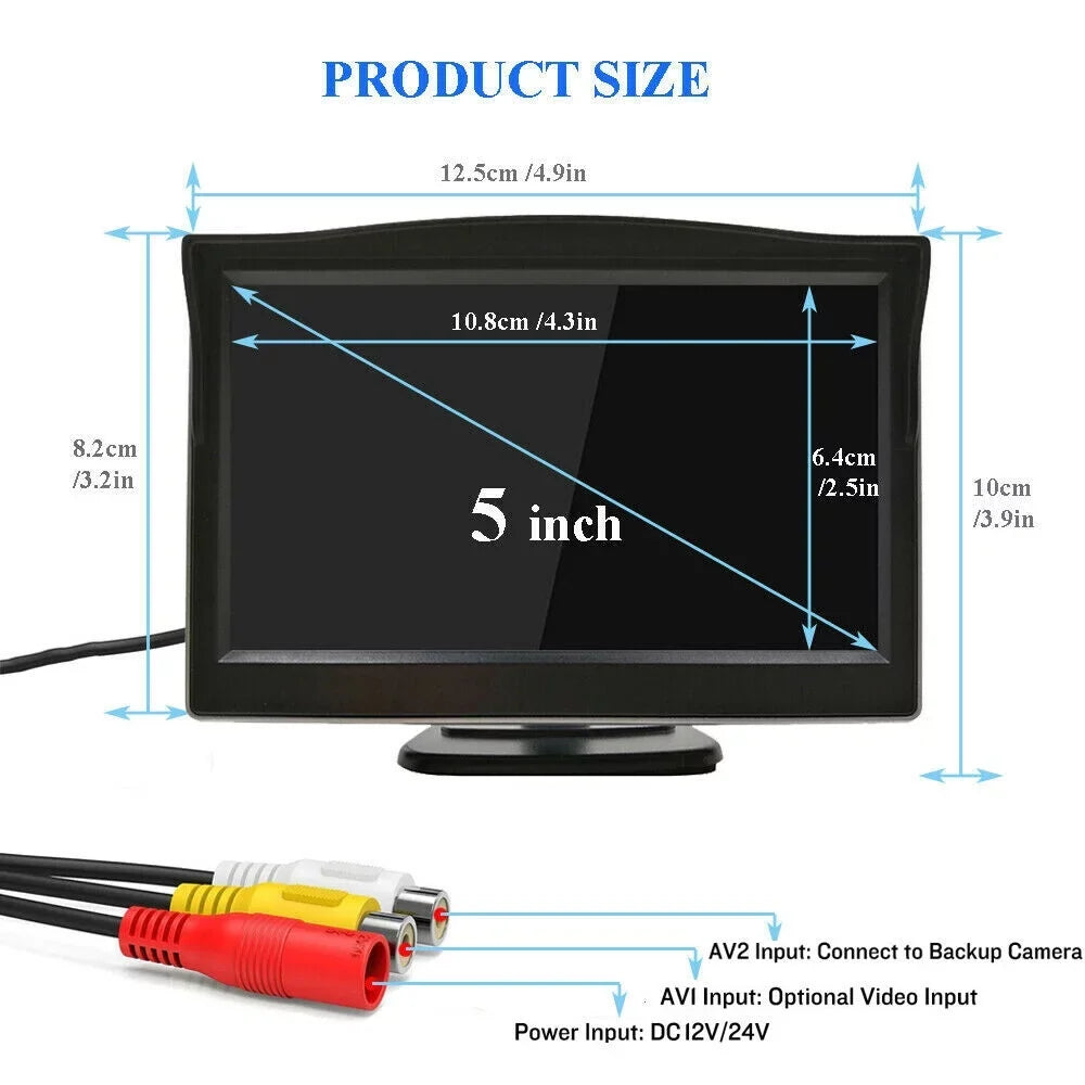 Backup HD View + Rear Car Parking System Monitor Camera Vision Night 5inch