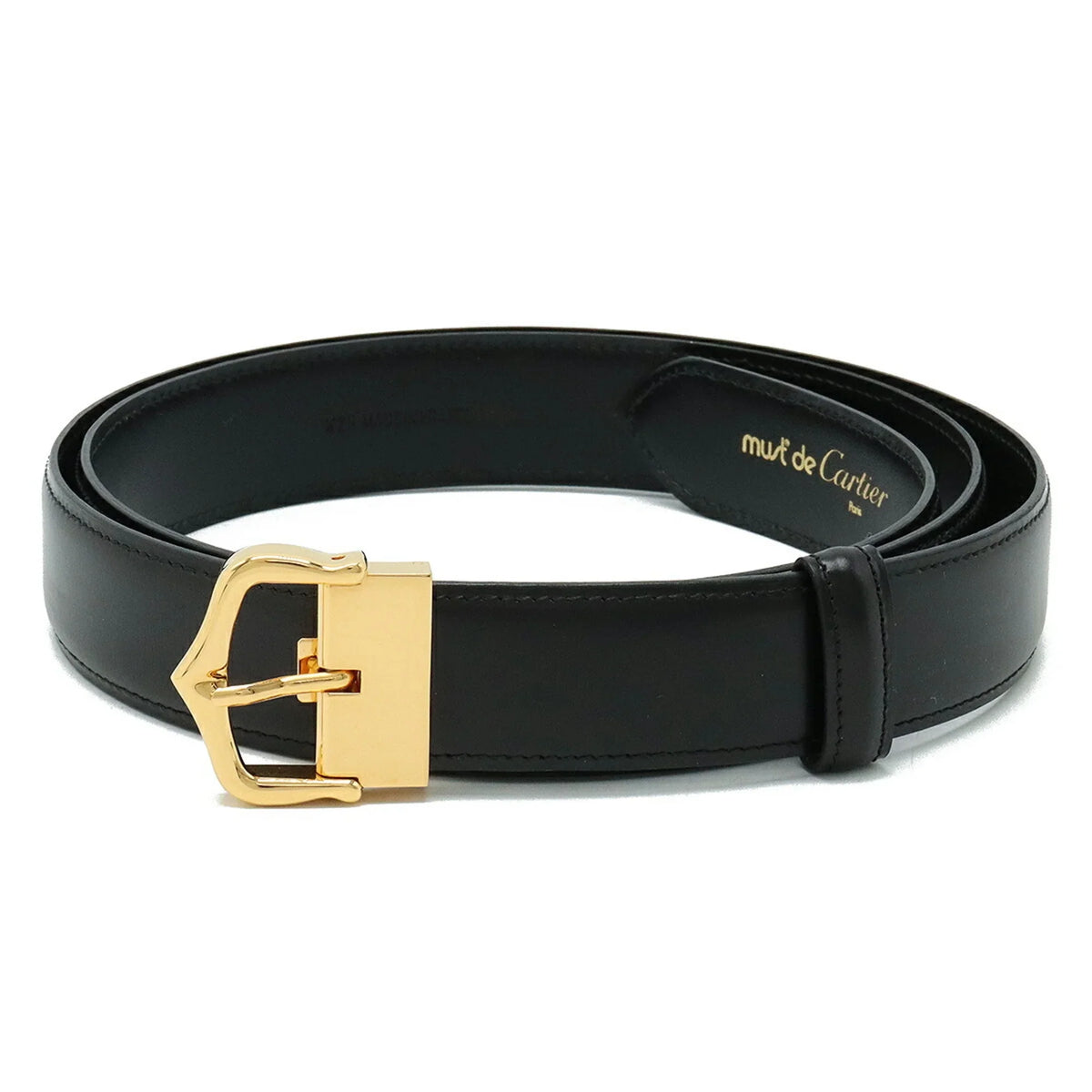 Pre-Owned L5000011 Leather New) (Like Cartier size approx. 109.5cm Black Actual Belt