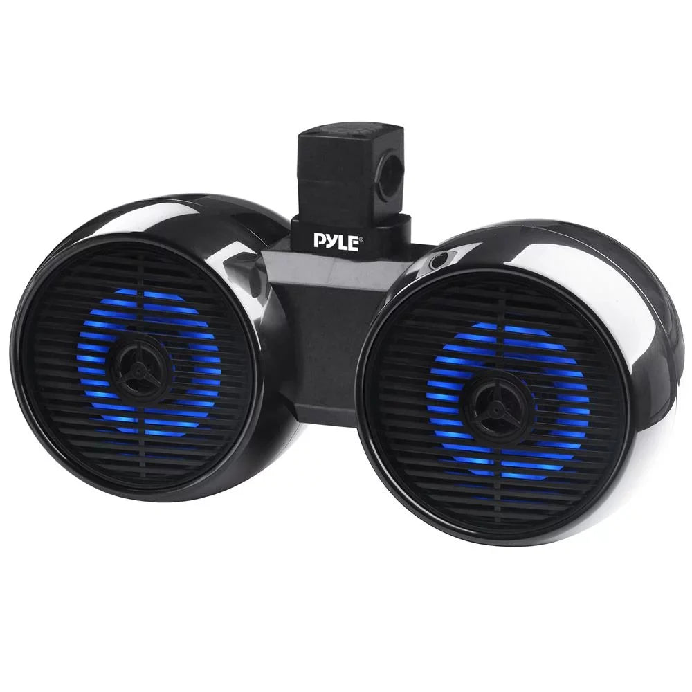 for Car Tower Includes Light, (Black) Marine Speaker Brackets Speakers Pyle Wakeboard Sound Off-Road Boat, Dual w/LED Waterproof Jeep ATV Stereo - Outdoor Bluetooth 200W Full Range 6.5” System 2-Way