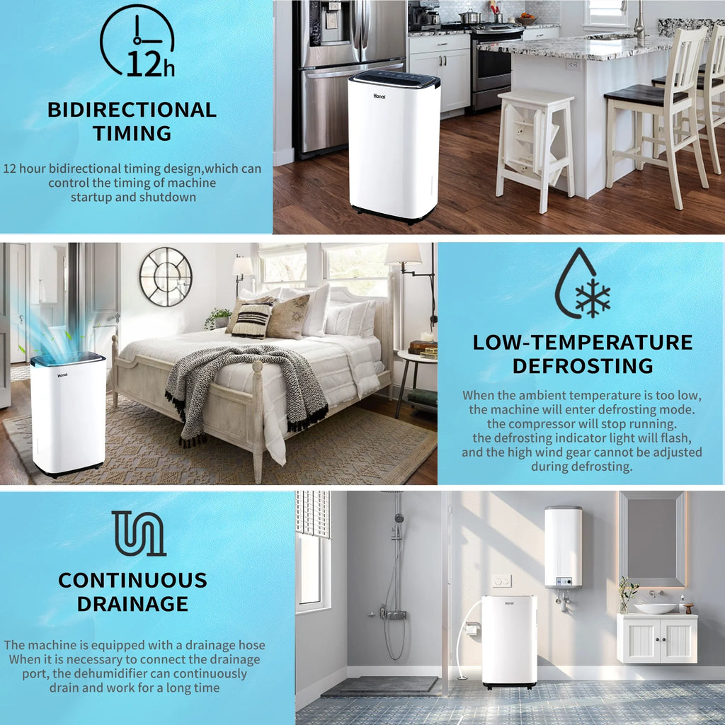 (95 RH),White Basement 95% 30 WANAI Moisture "F, Home Drain Dehumidifier,1500 Dehumidifier with Sq.Ft,Protable for Removal Hose,Max Pints and 22 Pints