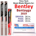 Wipers Bentayga Wiper Bentley Blade of Beam 3) 2019 w/Rear (Set