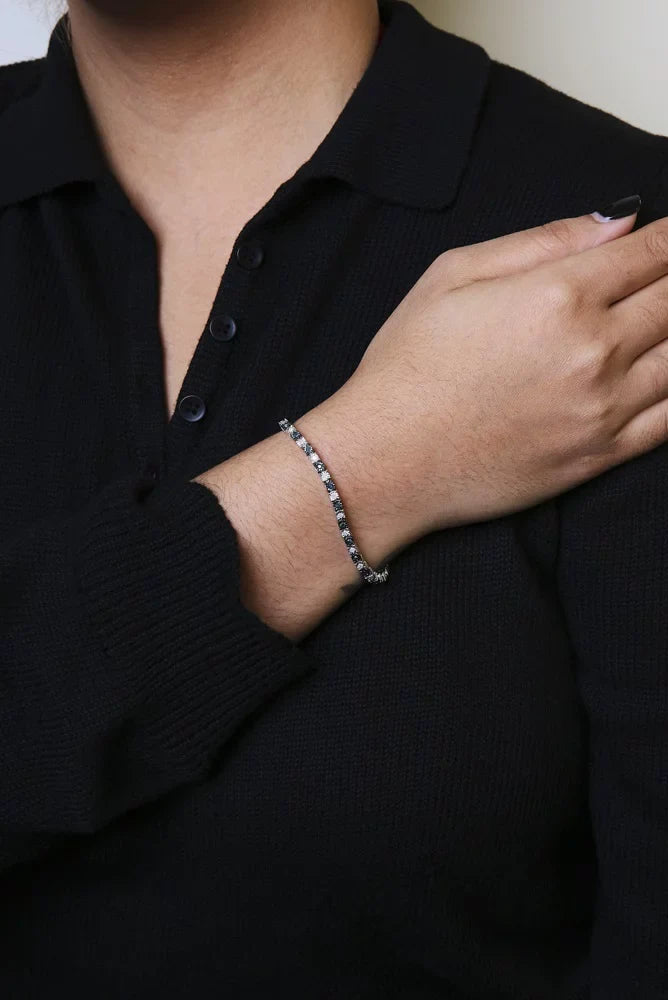 Blue of Color, 7" Sterling I3 Tennis White Womens Silver .925 1.0 Haus Cttw Bracelet with Size Brilliance Diamond Clasp - Clarity) and Diamond Round and I-J cut Alternating Inches (Blue Box Treated