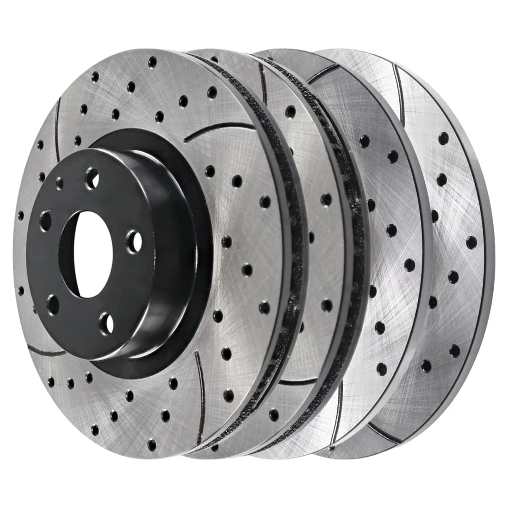 Rear of Black Front 2.0L 2018 2022 2016 2021 BRKPK200 2.5L Slotted Drilled 2019 AutoShack and 2017 Brake AWD FWD 4 Mazda 2020 Rotors Set Replacement for CX-5